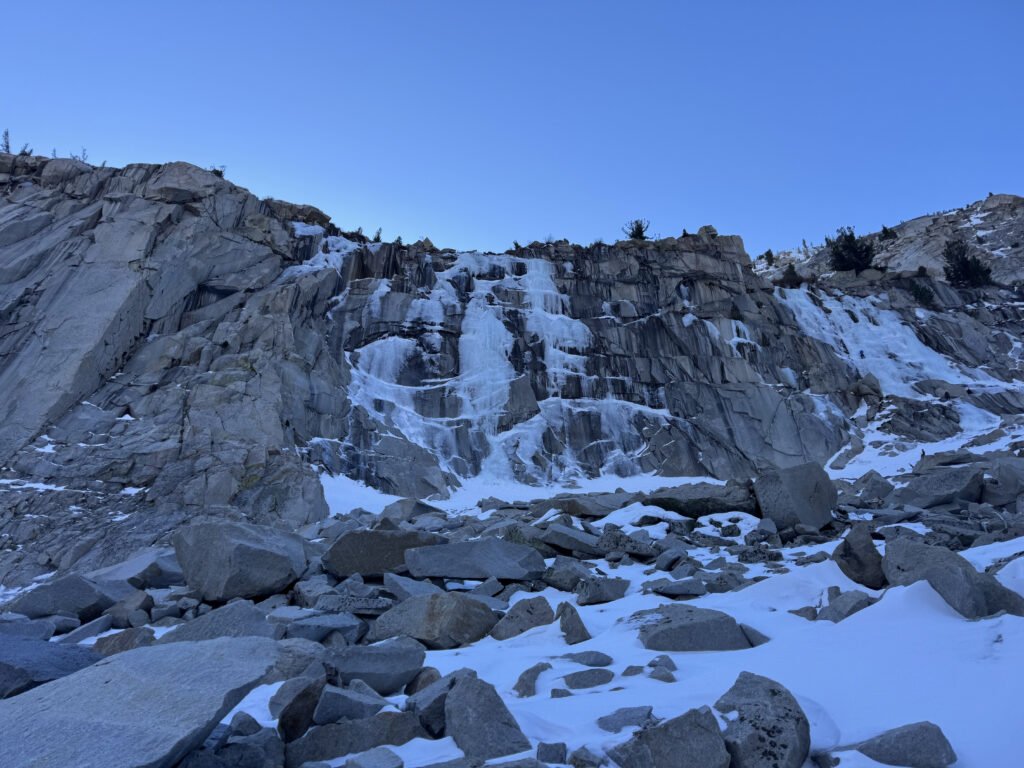 Two frozen waterfalls in the Eastern Sierras